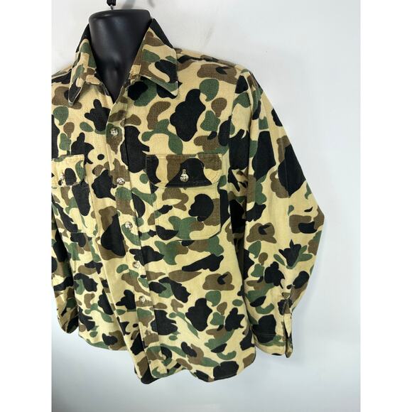 Vintage Prentiss Outdoors Chamois Cotton Shirt Size Medium Camo Outdoors Western - Picture 10 of 12